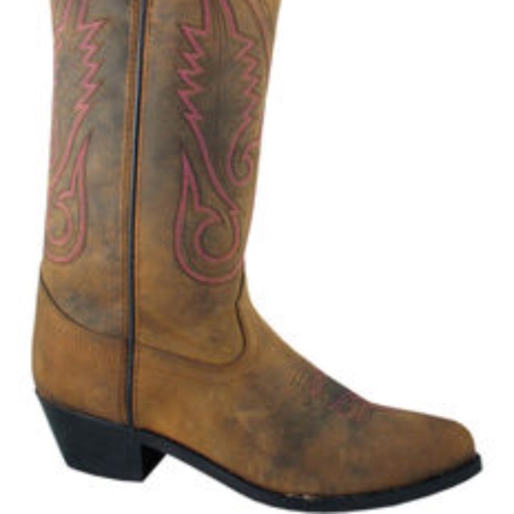 Smoky Mountain Taos Boot Brown Pink Stitching